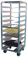 686 x 533 x 1753 62 28 Standard Duty Universal Pan Rack APRUE1218-5 Universal Pan Racks for Oval Trays Rack designed to hold 18" x 26" pans, 12" x 20" steam table pans and oval trays Runners are 6 3