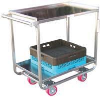 Utility Carts Flexible use Custom sizes available Stainless Steel construction guaranteed not to rust 5" Polyurethane stem casters, 4 swivel Freight class 250 Capacity L x W x H Model No. (Lbs.
