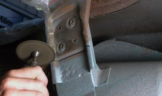 Figure 2 - Cutting the Driver Side Trunk Support Flange iii.