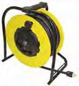 Hand-Wind Electric Cable Reels Provides a portable power centre for tools and equipment Frame is made from heavy-duty steel tubing, and features a contoured comfort grip Side discs are rolled to