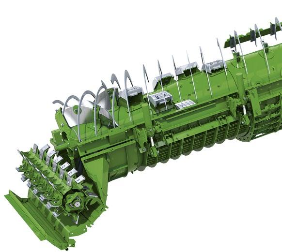 24 EFFICIENT SEPARATING THE SINGLE ROTOR ADVANTAGE Threshing [2] Separating [3] Feeding [1] The rear section of the rotor is predominantly where the separation takes place.