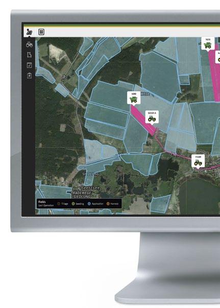 54 A SINGLE VIEW OF YOUR BUSINESS You need to coordinate your fields, your machines, your operators under the harvesting pressure and make sure that even your documentation is handled.