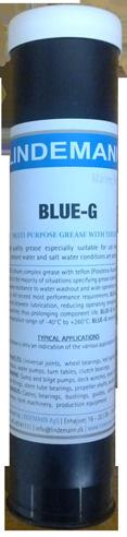LINDEMANN BLUE-G MULTI-PURPOSE GREASE WITH TEFLON LINDEMANN Blue-G grease is a superior multi-purpose grease excellent lubrication characteristic for a wide range of antifriction and plain bearings,