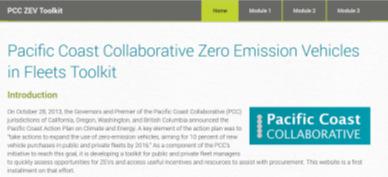 Pacific Coast Collaborative West Coast Electric Fleets Initiative Partner benefits include: Access an online Toolkit that can help you assess