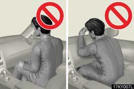 CAUTION n SRS airbag precautions l Do not sit on the edge of the seat