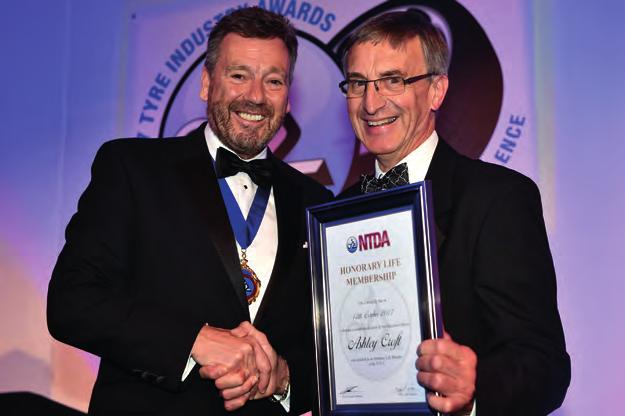 NTDA TYRE INDUSTRY AWARDS 2017 NTDA TYRE INDUSTRY AWARDS 2017 Trio of Past National Chairmen installed as Honorary Life Members Ashley Croft (R) receives his Honorary Life Membership certificate from