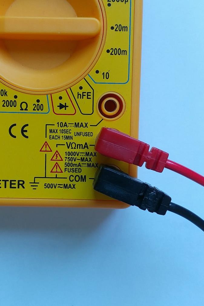 Connecting your multimeter s probes Red probe VΩmA, normally Volts, ohms and milliamps Black probe COM