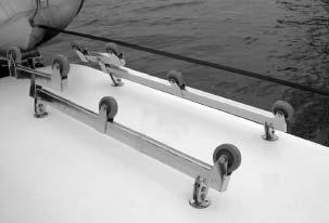 The system is engineered using 316 stainless steel components and marine grade material on the lead roller and bunks.