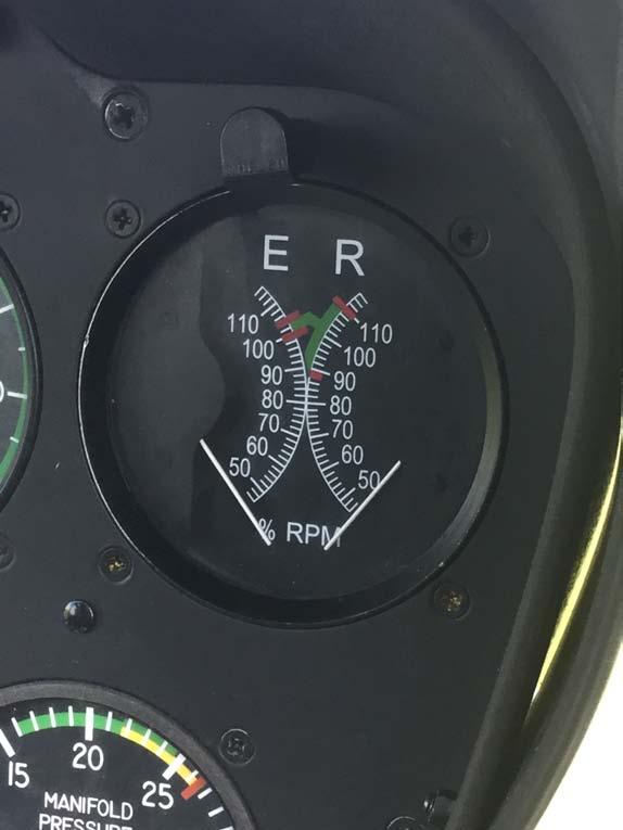 DUAL TACHOMETER An electronic engine and rotor dual tachometer is standard. Engine tachometer signal is provided by magneto breaker points.