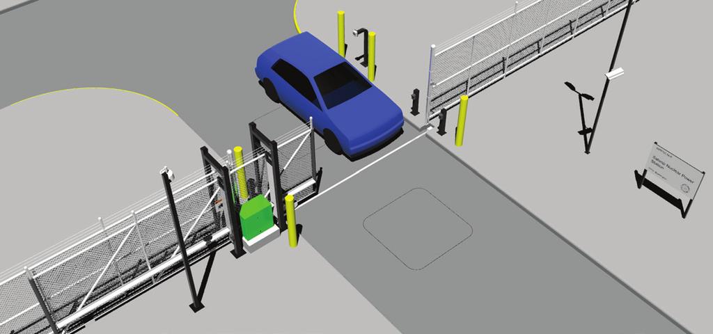 System Design Support SlideDriver Gate System Single lane, one-way entrance gate Curved roadway to prevent vehicle from reaching high speed to crash through gate Outside obstruction loop Access