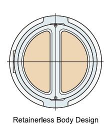 Retaerless Body Design (Patent Protected) TIPV dual plate valve bodies are a onepiece and short cylder design with no holes through body wall, there is no need for external ps or plugs and no leakage
