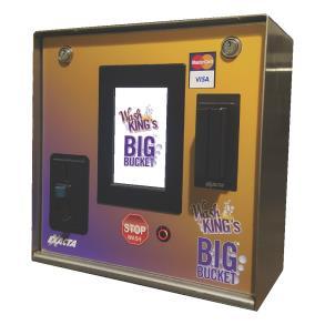 By placing this unit in each of the bays, your carwash will have the ability to accept coins, bills, credit cards, gift cards, fleet cards and discount codes.