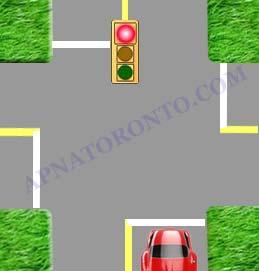 20 When the traffic signal light facing you is red and you intend to go straight through the intersection, what must you do? A.