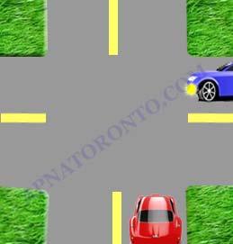 4 When two vehicles reach an uncontrolled intersection at approximately same time the right-of-way should be given to A.