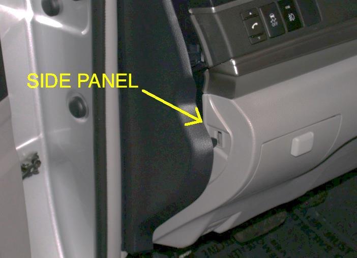 dashboard. 19. Remove side panel from dash, pry outward at front edge then pull straight back (pic.
