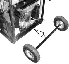 4. Place the axle against the frame on the generator
