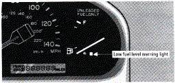 GAUGES, METERS AND SERVICE REMINDER INDICATORS FUEL GAUGE ENGINE COOLANT TEMPERATURE GAUGE The gauge is displayed when the ignition switch is on and indicates the approximate quantity of fuel