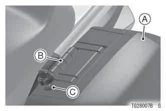 108 GENERAL INFORMATION To close the saddlebag lid- While holding the lever pulled fully up, push the lid back against the saddlebag all the way. Push back the lever to the original position.