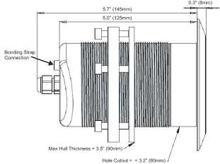 Photo copy the template on page 11, one for each Thru-hull or Flush Fit light. Measure and tape the templates on hull, mark carefully, and double check for internal obstacles. a. THX72-CCP Thru-hull light: Drill a 1 inch (26mm) perpendicular hole through the hull.