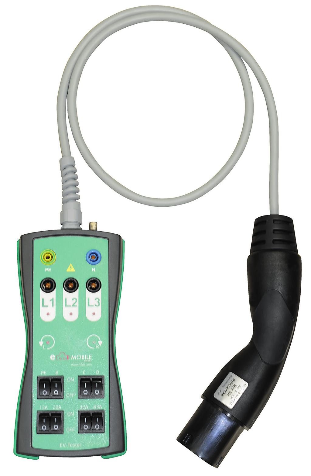 TESTING DEVICE FOR CHARGING STATIONS EVCS 2 tester type E-994 The EVCS 2 tester is an easy-to-handle device that can simulate the basic charging states at a charging station with a type 2 charging