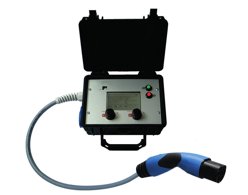 TESTING DEVICE FOR CHARGING STATIONS EVCS 2 diagnostic device type E-995 The EVCS 2 diagnostic device offers expanded options for performing a complete check of your charging station.