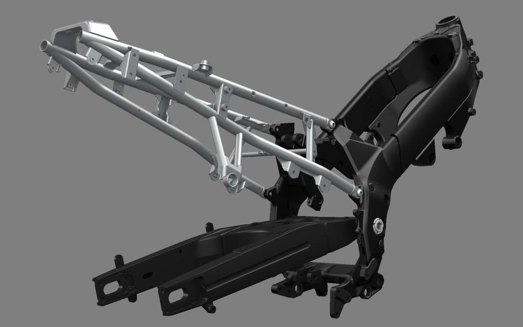 Frame and Swing arm The main frame and subframe are totally redesigned. They have an optimal rigidity balance for greater stability and handling performance.