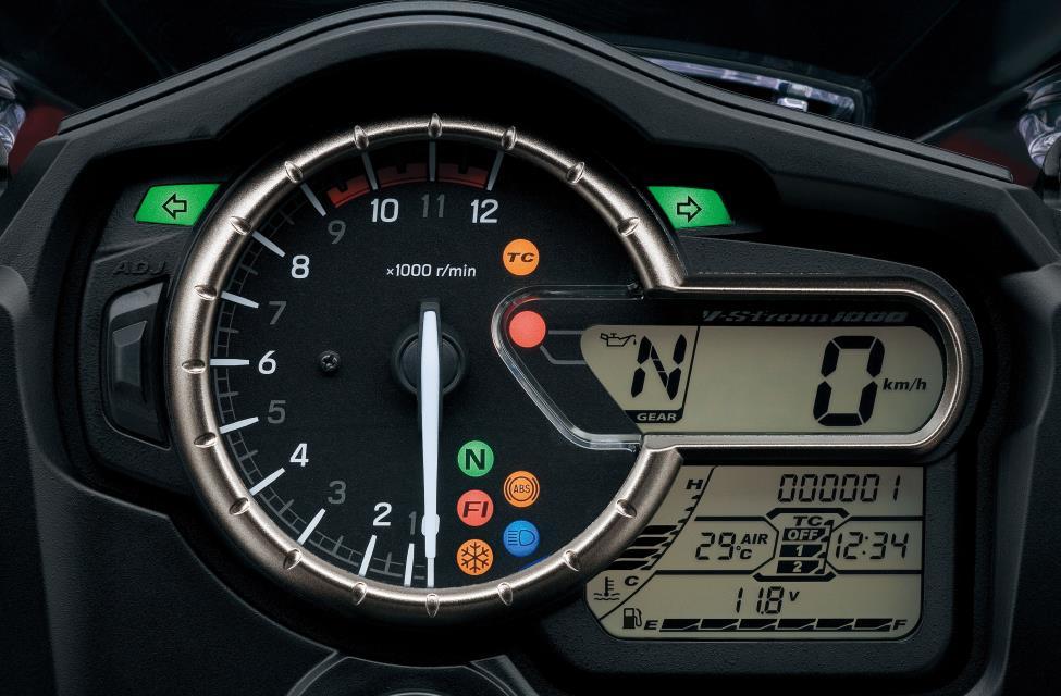 UTILITY Multi-function Instrument panel The instruments include an analogue tachometer and a brightness-adjustable LCD speedometer.