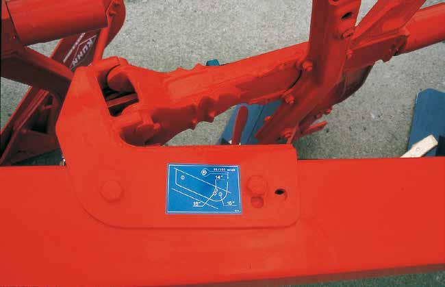 The rear beam angle is changed in the same manner and shims at the articulation joint moved to positions corresponding to the required width setting.