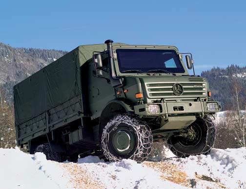 protection, all combined with a standard platform or an armoured body for up to eight crew. The Unimog s versatility is now matched by the adaptability of its protection systems.