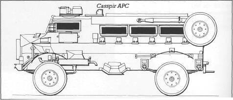 Casspir APC The Casspir is an unusual vehicle, being in service in much the same form not only with several South African Police forces but also with the South African National Defence Force in a