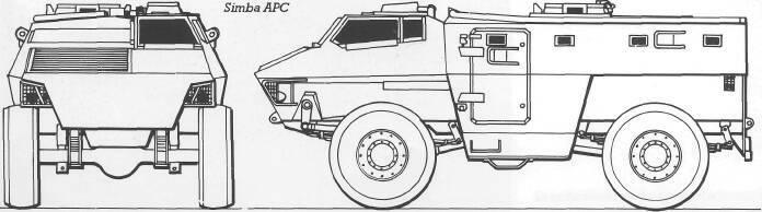 Simba APC The Simba has many automotive features in common with the Saxon APC (see previous entry) but was designed for what are described as light combat vehicle or low profile internal security