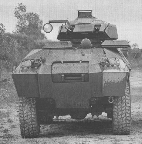 Frontal view of a turret-armed Dragoon wheeled APC. Specification Crew: 2 Seating: 10 Weight: (combat) 13,068 kg Length: 5.89 m Width: 2.49m Height: (hull top) 2.08 m Ground clearance: 0.