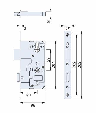 78mm centres) 20mm projection single throw deadbolt Durable easy latch technology.