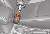 S A F E T Y SEAT BELTS Fastening Height adjustment VI Front seat belts The front seat belts are fitted with a pretensioning and force limiting system.