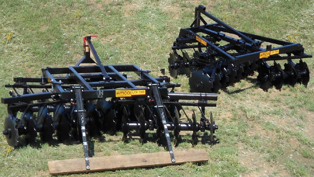 Below: AMCO s Shock Absorbing Gang Risers allow the gang on the harrow to move upward and back to relieve shock when the disc blades encounter an