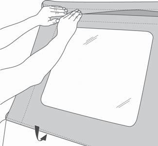 Start Zipper on Quarter Window Secure Quarter Window Close the zipper and slip the plastic