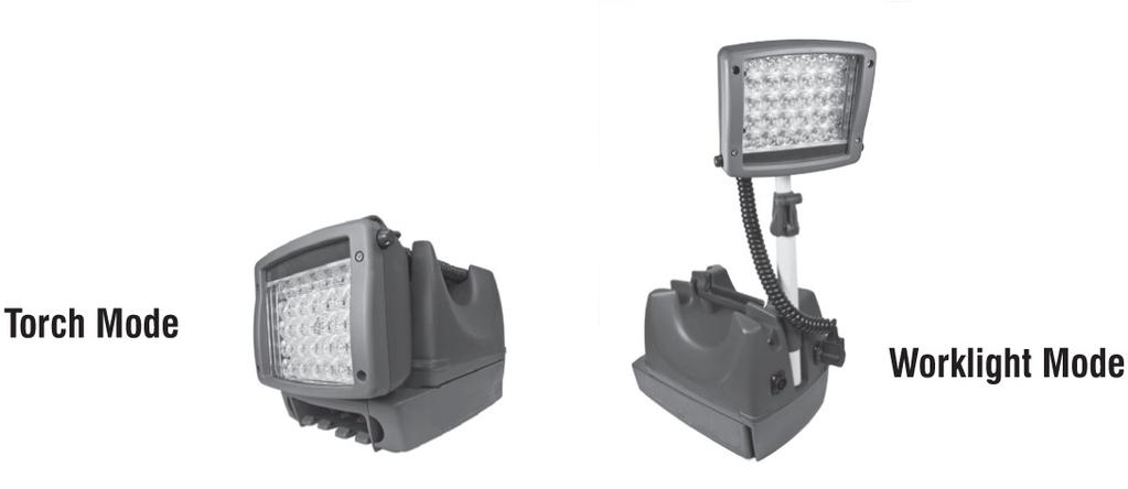 USING YOUR SERIES 60 LED The Series 60 LED can be set up in two basic modes. Torch mode allows the user to carry the unit with the extension arm and head folded down and locked in position.