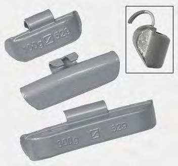 Truck Counterweights spring in lead for truck for tubeless tires from 22.5 in and above Clips particularly adaptable for steel wheels with thin edge.