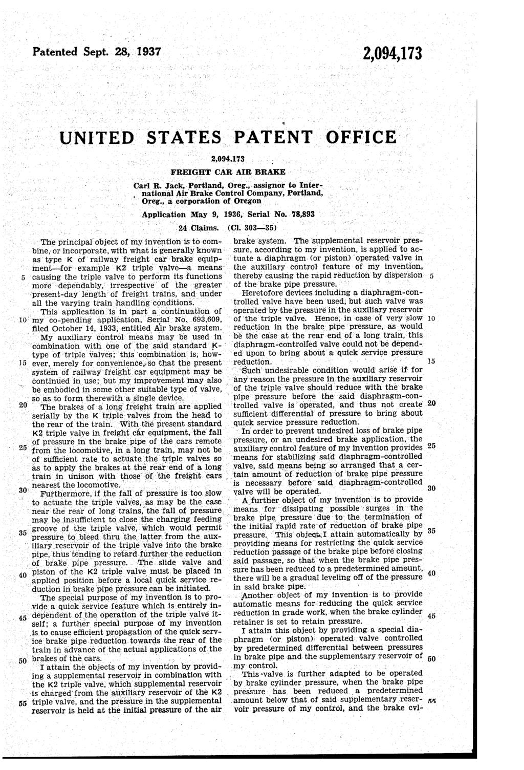 Patented Sept. 28, 1937 2,094,173 O UNITED STATES PATENT office.
