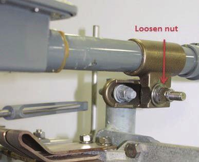 Replacing a Reliabreak unit with a U-bolt and mounting pipe configuration (pre-2015 version) 1. Loosen the nut as shown in Figure 17. 2. Slide the Reliabreak off the bolt.