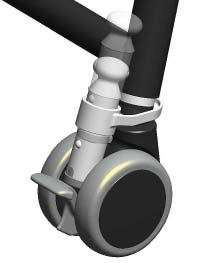 Figure 21b: To apply the swivel lock, position the caster directly beneath the swivel lock post and push the handle down with your foot.