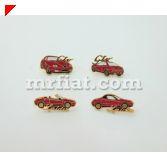 The two pins on the back... Alfa Romeo Novantesimo 1910-2000 5 piece pin set. Made in Italy.