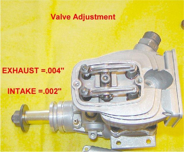 FACTORY recommended SETTING is 0.04 to 0.1 MM for both valves Carefully adjust your valves! The settings illustrated are my own recommendation that I have found to run best on the 91.