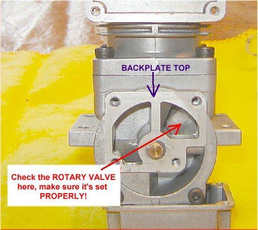 Check the alignment through the port by rotating the crankshaft back & fourth to be sure you didn't miss the slot in the Rotary Valve.