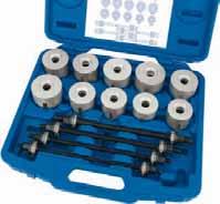 bearing bushes, shaft seals etc. Comprises 0 adaptor rings and four fine thread puller bars with hex. nut ends. Packed in blow mould carrying case and display sleeve. 0 0.