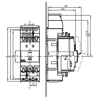 Fixed version, rear terminals Plug-in version Fixed version, front motor operator A B C DPX 3 160-3P 208 193 186 DPX 3 160-4P 238 223 216 4. OVERVIEW 4.