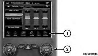 4 Soft-Keys And Hard-Keys 1 Uconnect Soft-Keys 2 Uconnect Hard-Keys Hard-Keys Hard-Keys are located below the Uconnect system in the center of the instrument panel.