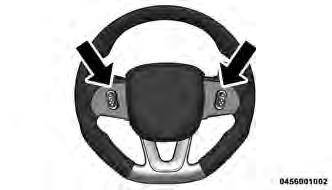 STEERING WHEEL AUDIO CONTROLS IF EQUIPPED The remote sound system controls are located on the rear surface of the steering wheel. Reach behind the wheel to access the switches.