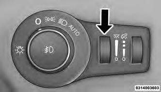Ambient Light Control Rotate the dimmer control upward or downward to increase or decrease the brightness of the ambient light located in the overhead console and the door handle lights.