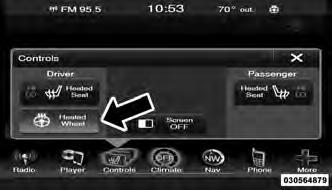 Controls Soft-Key Heated Steering Wheel Soft-Key The engine must be running for the heated steering wheel to operate.